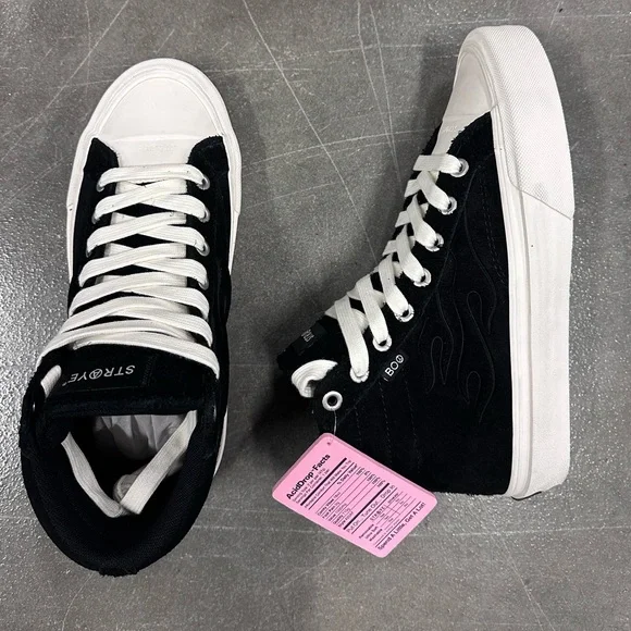 Straye Boo J Venice Black Suede Flame Skate Shoes - Picture 4 of 6